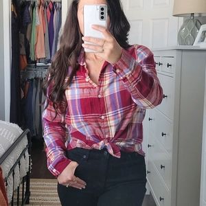 Old Navy Maroon Plaid Flannel Shirt